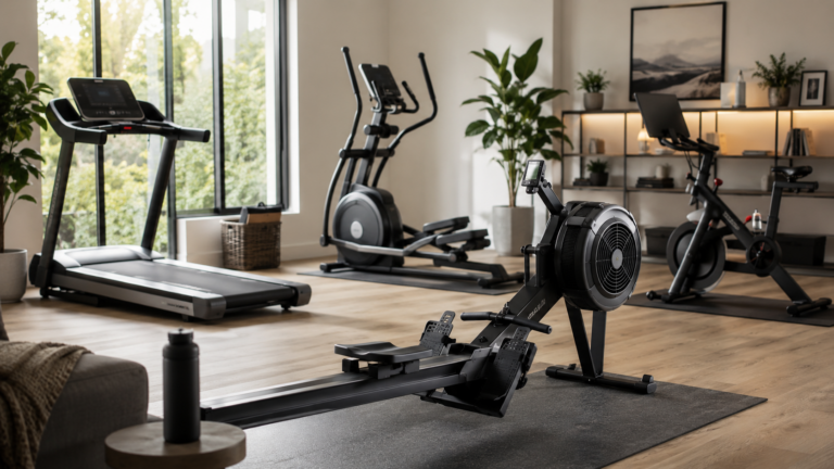 Rowing machine vs cardio equipment comparison in a modern home gym